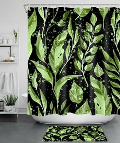 Black Night Witch Hat Shower Curtain with Moon and Cat for Bathroom Decor