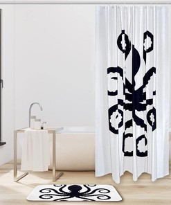 Black Octopus Waterproof Shower Curtain for Underwater Themed Bathroom Decor