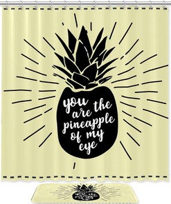 Black Pineapple Fruit Shower Curtain for Tropical and Fun Bathroom Decor