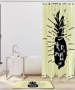 Black Pineapple Fruit Shower Curtain for Tropical and Fun Bathroom Decor