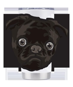 Black Pug  Oversized White Tumbler