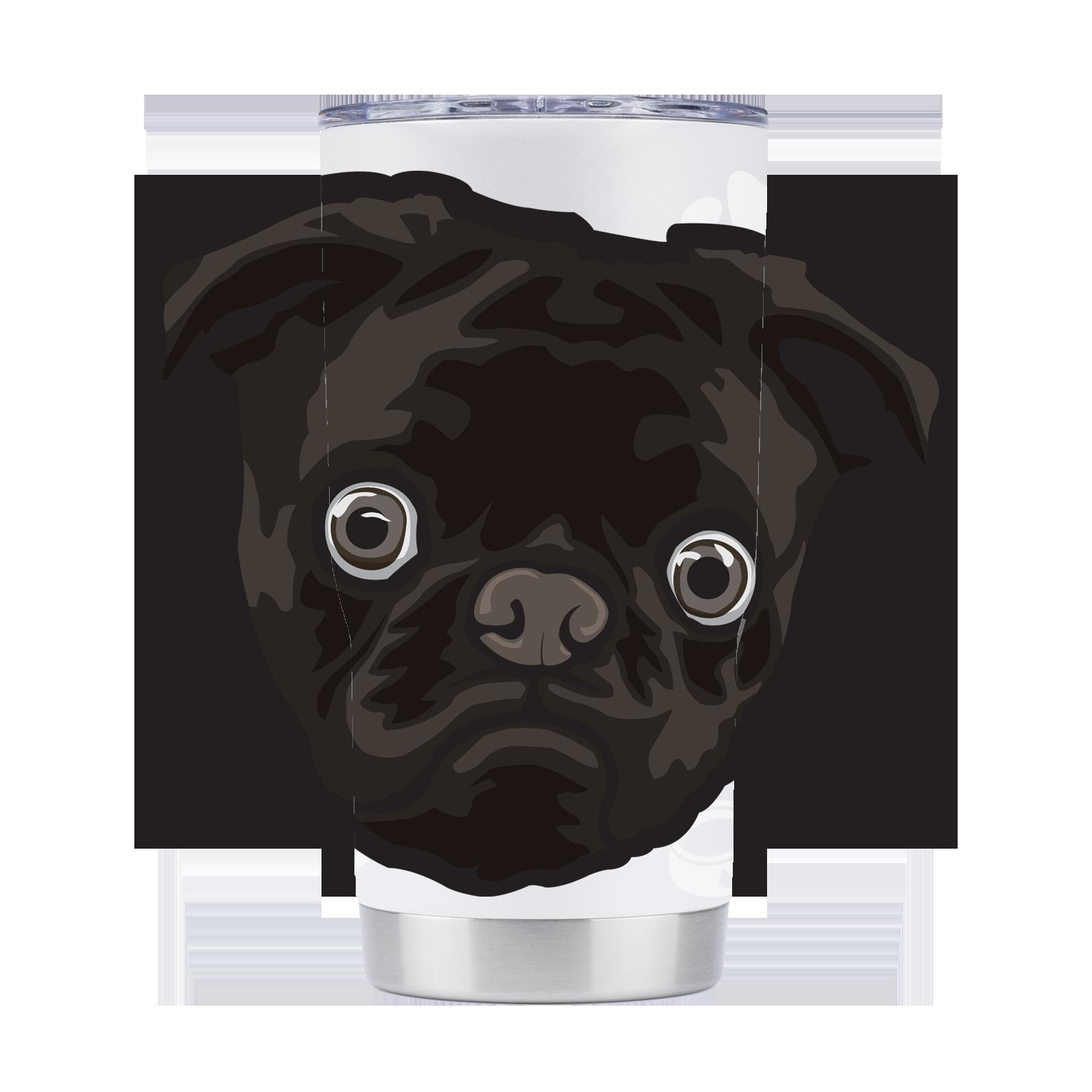 Black Pug Oversized White Tumbler
