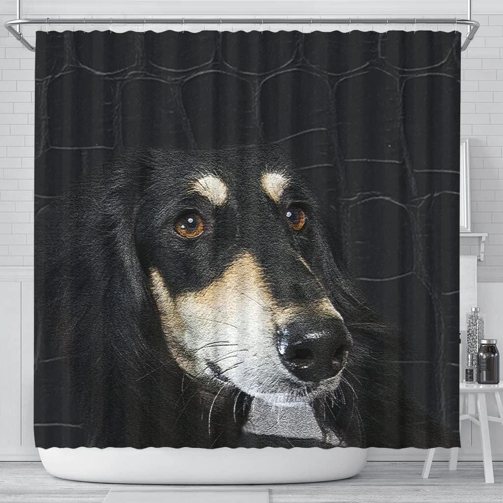 Black Saluki Dog Print Shower Curtain for Dog Lovers