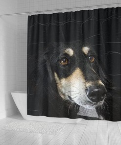 Black Saluki Dog Print Shower Curtain for Dog Lovers