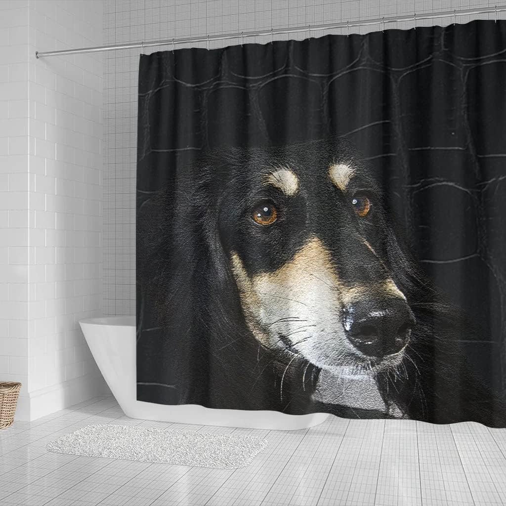 Black Saluki Dog Print Shower Curtain for Dog Lovers