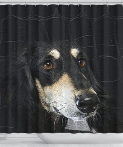 Black Saluki Dog Print Shower Curtain for Dog Lovers