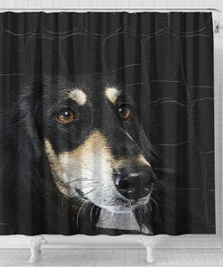 Black Saluki Dog Print Shower Curtain for Dog Lovers