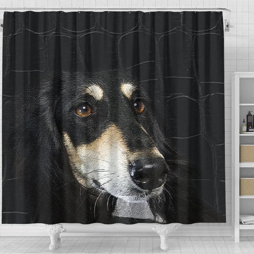 Black Saluki Dog Print Shower Curtain for Dog Lovers