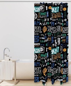 Black Sketch Basketball Shower Curtain - Home Decor