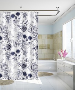 Black Skull Fabric Shower Curtain Bathroom Decor