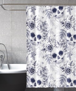 Black Skull Fabric Shower Curtain Bathroom Decor