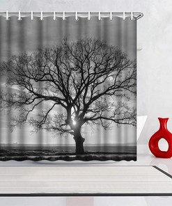 Black White Tree Shower Curtain - Nature Landscape Bathroom Decor