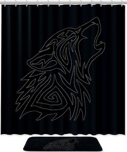 Black Wolf Waterproof Shower Curtain for Minimalist Bathroom Decor