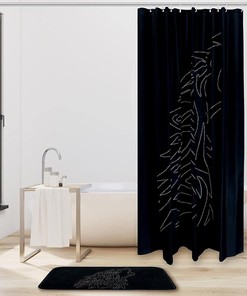 Black Wolf Waterproof Shower Curtain for Minimalist Bathroom Decor