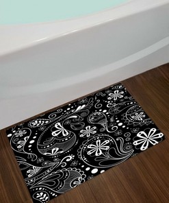 Black and White Abstract Paisley Shower Curtain - Boho Bathroom Accessory