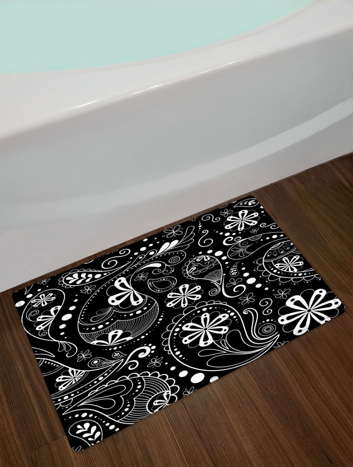 Black and White Abstract Paisley Shower Curtain Boho Bathroom Accessory Bluefink