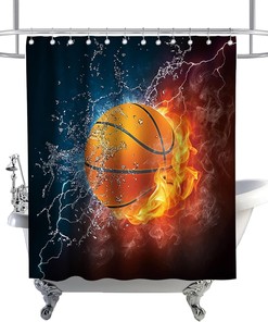 Black and White Basketball Shower Curtain - Perfect for Boys' Sports-Themed Bathrooms