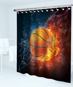 Black and White Basketball Shower Curtain - Perfect for Boys' Sports-Themed Bathrooms