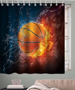 Black and White Basketball Shower Curtain - Perfect for Boys' Sports-Themed Bathrooms