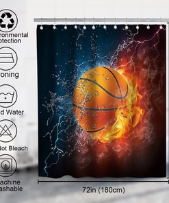Black and White Basketball Shower Curtain - Perfect for Boys' Sports-Themed Bathrooms