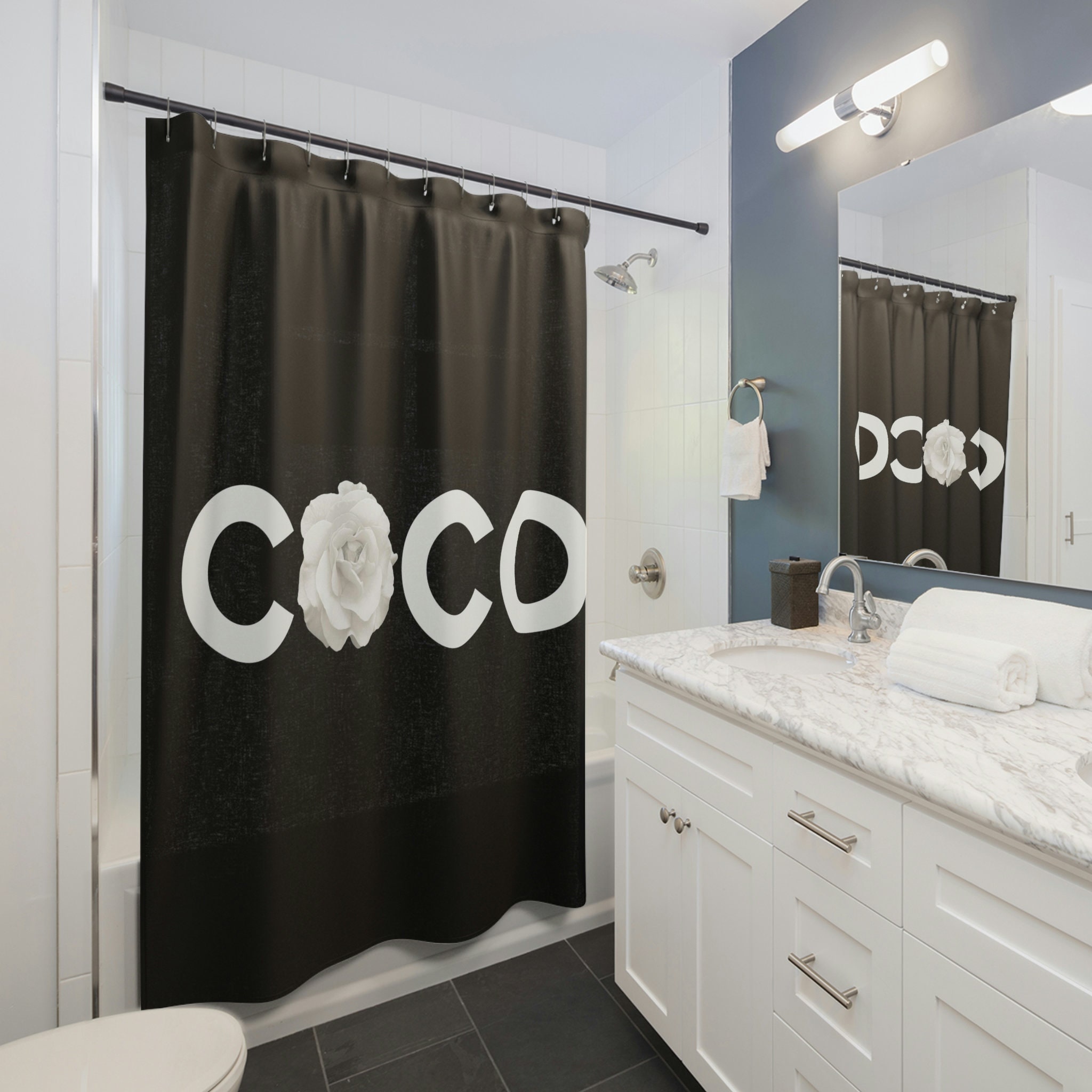 Black and White Cow Shower Curtain for Bathroom Decor