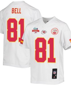 Blake Bell 81 Kansas City Chiefs Super Bowl LVII Champions 3 Stars Youth Game Jersey - White