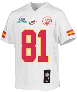 Blake Bell 81 Kansas City Chiefs Super Bowl LVII Champions Youth Game Jersey - White