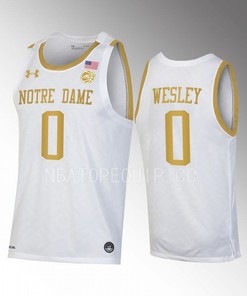 Blake Wesley 0 Notre Dame Fighting Irish White Jersey Alumni Basketball