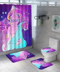 Blessed Mushroom Bathroom Shower Curtain for Spiritual Bathroom Decor