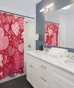 Blissful Hearts Shower Curtain for Romantic Bathroom Decor