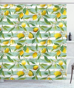 Blooming Lemon Tree Artistic Print on Shower Curtain for your Bathroom