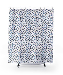Blue Cheetah Print Shower Curtain, Animal Design, Bathroom Decor