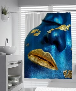 Blue Face Women's Shower Curtain for Bold Bathroom Decor