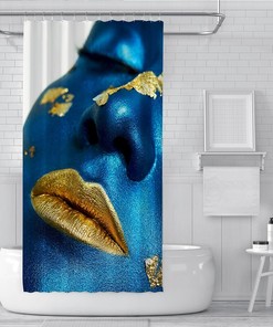 Blue Face Women's Shower Curtain for Bold Bathroom Decor