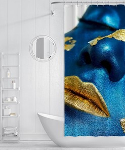 Blue Face Women's Shower Curtain for Bold Bathroom Decor