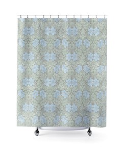 Blue Floral Retro Boho Shower Curtain - Unique Bathroom Decor