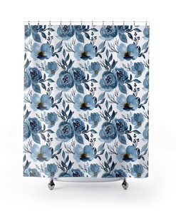 Blue Floral Shower Curtain for Nature and Home Decor - Bathroom and Home Decor