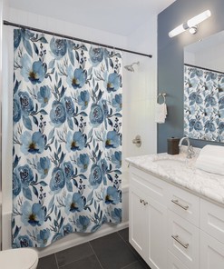 Blue Floral Shower Curtain for Nature and Home Decor - Bathroom and Home Decor