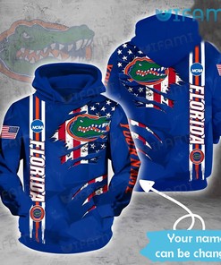 Blue Florida Gators Hoodie 3D Custom Name Logo Gators Gift Ver 1