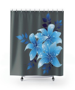 Blue Flower Shower Curtain - Chic and Unique Bathroom Decor 
