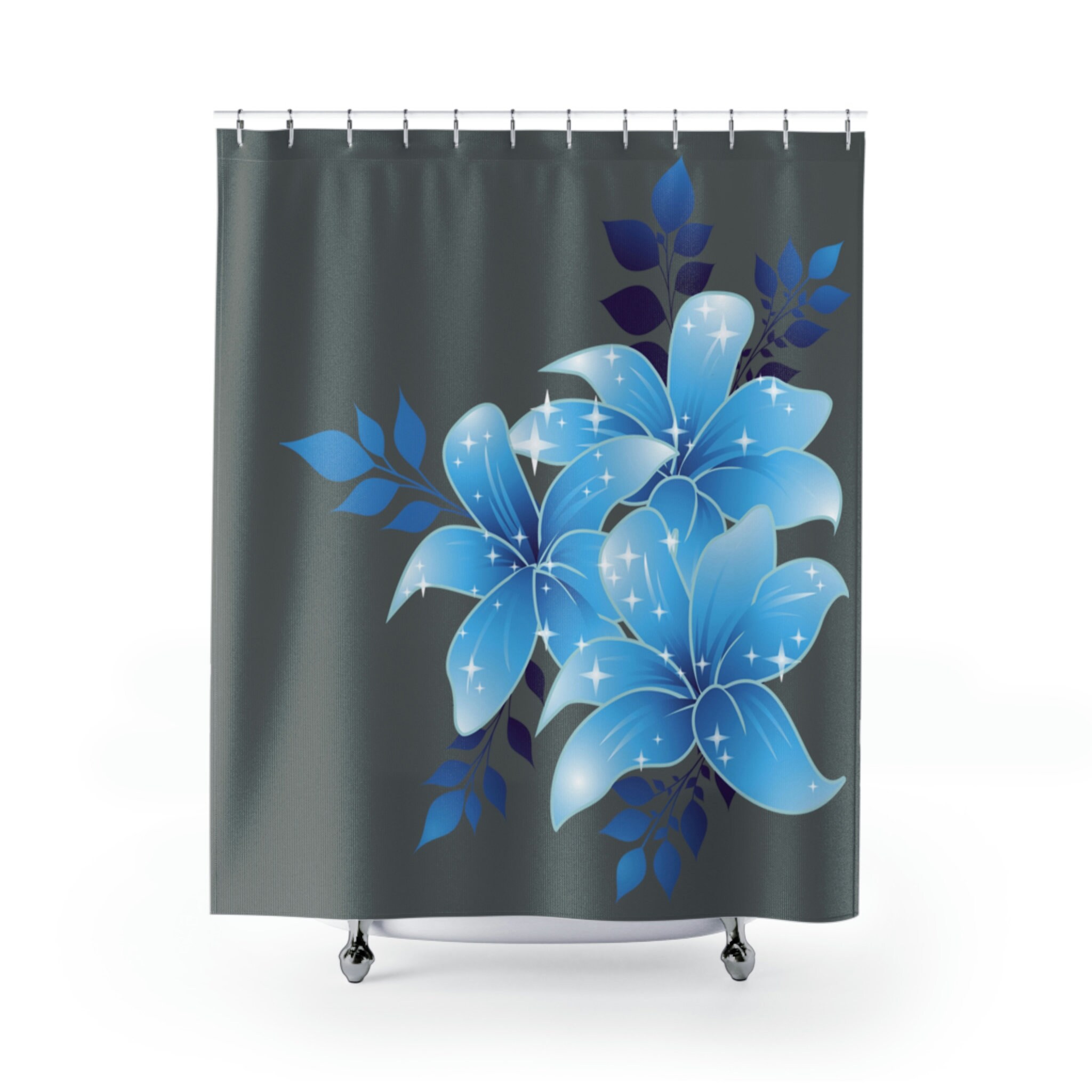 Blue Flower Shower Curtain - Chic and Unique Bathroom Decor