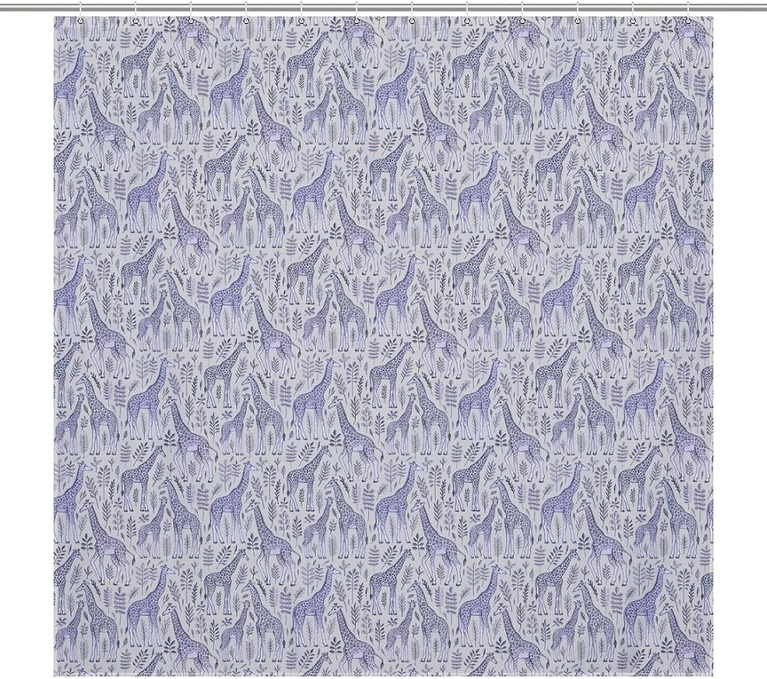 Blue Giraffe Fabric Shower Curtain - Animal Bathroom Decor