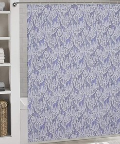 Blue Giraffe Fabric Shower Curtain - Animal Bathroom Decor
