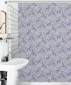 Blue Giraffe Fabric Shower Curtain - Animal Bathroom Decor