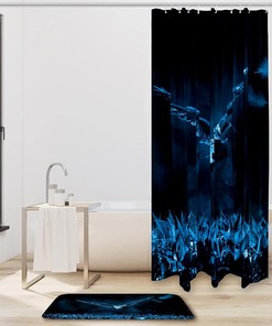 Blue Indian Elephant Pattern Shower Curtain - Indian Inspired Bathroom Decor