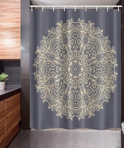 Blue Ivory Mandala Stall Shower Curtain with Floral Boho Art Design for a Chic Bathroom Decor