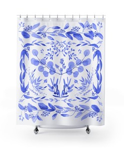 Blue Jungle Animals Safari Shower Curtain - Exotic Bathroom Decor 