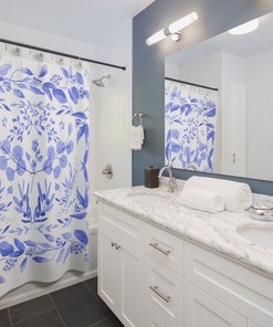 Blue Jungle Animals Safari Shower Curtain - Exotic Bathroom Decor