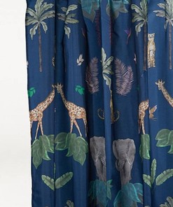 Blue Leaves Boho Shower Curtain - Bohemian Bathroom Decor 