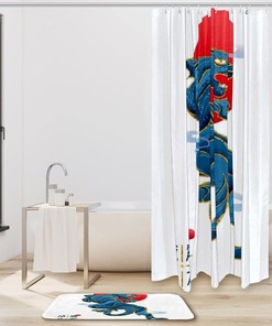 Blue Leopard National Tide Shower Curtain in Waterproof Fabric for Bathroom Decor